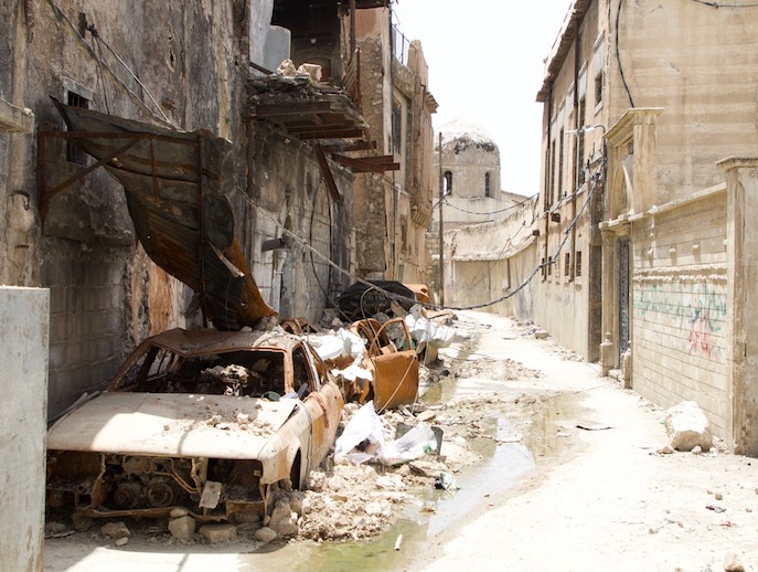 Wrecked cars line a bombed-out street in the Old City of Mosul, Iraq, May 26. Almost none of the 3,000 Iraqi Christian families that lived in the city before it was occupied by ISIS have returned since it was liberated.
Wrecked cars line a bombed-out street in the Old City of Mosul, Iraq, May 26. Almost none of the 3,000 Iraqi Christian families that lived in the city before it was occupied by ISIS have returned since it was liberated.