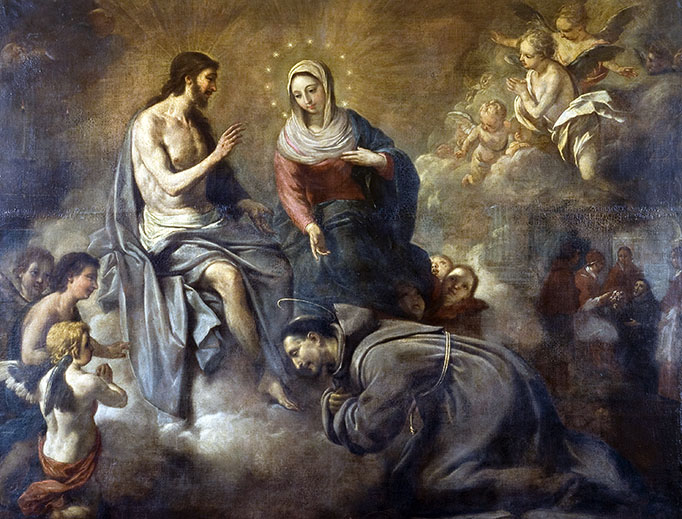 Antoni Viladomat y Manalt (1678-1755), “Jesus Gives St. Francis the Portiuncula Indulgence” Antoni Viladomat y Manalt (1678-1755), “Jesus Gives St. Francis the Portiuncula Indulgence”