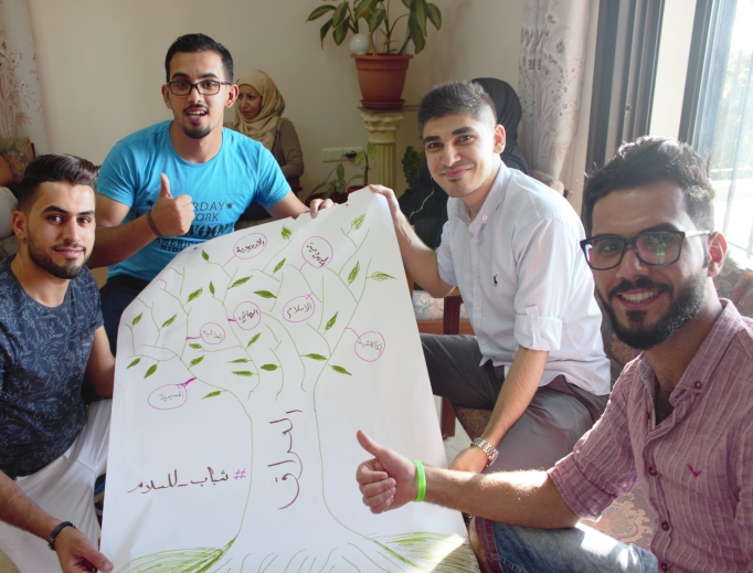 Iraqi youth of different faiths who participated in a workshop in Lebanon by Adyan, a Lebanese foundation for interreligious studies and spiritual solidarity, display the 'tree of diversity in Iraq' they drew. Below, participants pose with their certificates awarded by Adyan at the conclusion of the workshop.
Iraqi youth of different faiths who participated in a workshop in Lebanon by Adyan, a Lebanese foundation for interreligious studies and spiritual solidarity, display the 'tree of diversity in Iraq' they drew. Below, participants pose with their certificates awarded by Adyan at the conclusion of the workshop.
