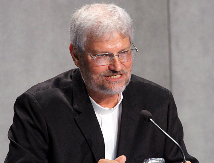 Bishop Evaristo Pascoal Spengler of Marajó, Brazil, speaks at the Vatican media conference Oct. 25. Bishop Evaristo Pascoal Spengler of Marajó, Brazil, speaks at the Vatican media conference Oct. 25.