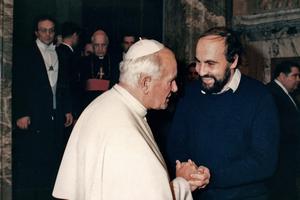 Above, Father Tomas Halik meets with Pope John Paul II in November 1989. Above, Father Tomas Halik meets with Pope John Paul II in November 1989.