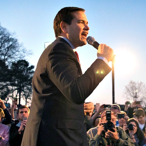 Republican presidential candidate Sen. Marco Rubio speaks at a campaign rally at the Space and Rocket Center on Feb. 27 in Huntsville, Ala.
Republican presidential candidate Sen. Marco Rubio speaks at a campaign rally at the Space and Rocket Center on Feb. 27 in Huntsville, Ala.