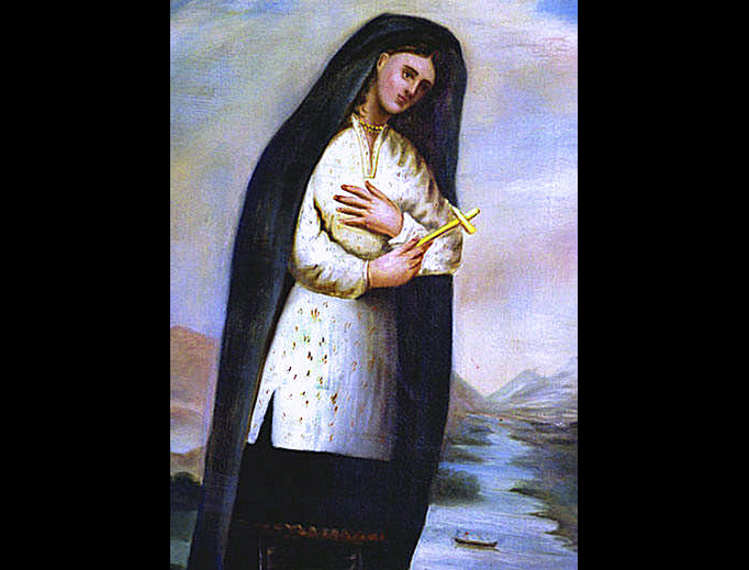 This portrait was painted around 1696 by Father Claude Chauchetière, who knew Kateri personally and wrote the first biography of the saint. This portrait was painted around 1696 by Father Claude Chauchetière, who knew Kateri personally and wrote the first biography of the saint.