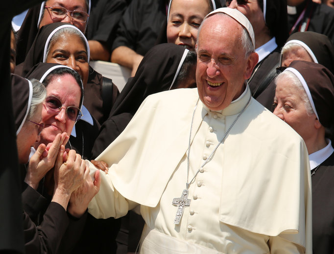Pope Francis with religious sisters at the jubilee audience in St. Peter’s Square on June 30, 2016. Pope Francis with religious sisters at the jubilee audience in St. Peter’s Square on June 30, 2016.