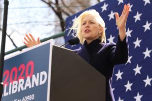 Democratic Senator Kirsten Gillibrand launching her presidential campaign outside the Trump International Hotel in New York City, March 24, 2019. Democratic Senator Kirsten Gillibrand launching her presidential campaign outside the Trump International Hotel in New York City, March 24, 2019.