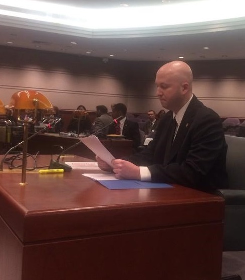 Raleigh, N.C., seminarian Philip Johnson, during his March 18 testimony, which opposed an assisted suicide bill in Connecticut. Raleigh, N.C., seminarian Philip Johnson, during his March 18 testimony, which opposed an assisted suicide bill in Connecticut.
