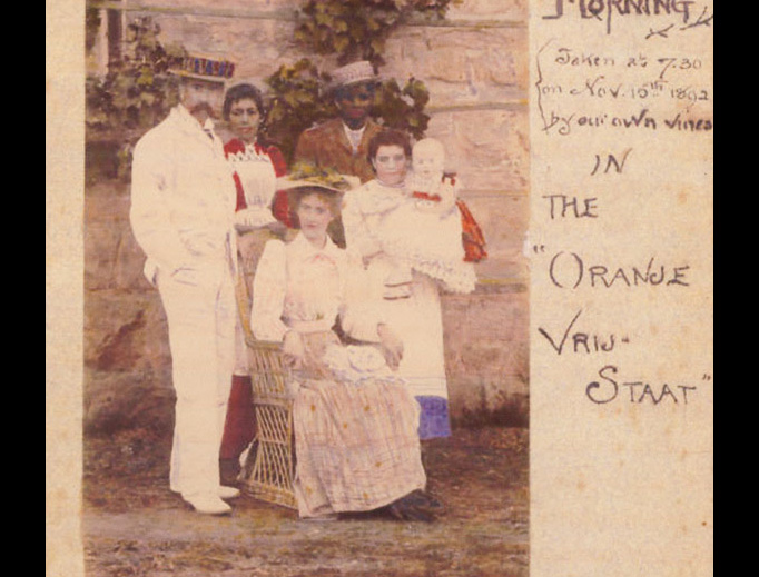 A Christmas card with a photo of the Tolkien family, sent by Mabel Tolkien from the Orange Free State to her relatives in Birmingham, England, on Nov. 15, 1892. A Christmas card with a photo of the Tolkien family, sent by Mabel Tolkien from the Orange Free State to her relatives in Birmingham, England, on Nov. 15, 1892.