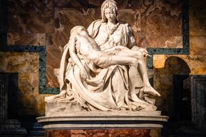 The Pietà, by Michelangelo Buonarroti, inside St. Peter's Basilica. The Pietà, by Michelangelo Buonarroti, inside St. Peter's Basilica.
