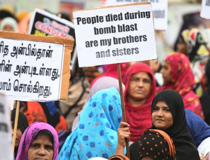 Muslim women holding placards show solidarity with the Christian families and victims of the Easter Sunday bomb blasts in Sri Lanka during a demonstration May 3 organized by the Tamilnadu Thawheedh Jamaath Islamic organization in Chennai, India. Muslim women holding placards show solidarity with the Christian families and victims of the Easter Sunday bomb blasts in Sri Lanka during a demonstration May 3 organized by the Tamilnadu Thawheedh Jamaath Islamic organization in Chennai, India.