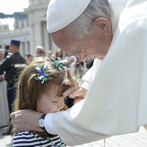 Pope Francis greets Lizzy Myers in St. Peter's Square on April 6, 2016. Pope Francis greets Lizzy Myers in St. Peter's Square on April 6, 2016.