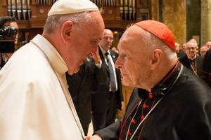 Disgraced former Cardinal Theodore McCarrick in Rome with Pope Francis, 2018. Disgraced former Cardinal Theodore McCarrick in Rome with Pope Francis, 2018.