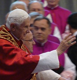 Pope Benedict XVI in St. Peter's Basilica during the Nov. 24 consistory of cardinals. Pope Benedict XVI in St. Peter's Basilica during the Nov. 24 consistory of cardinals.