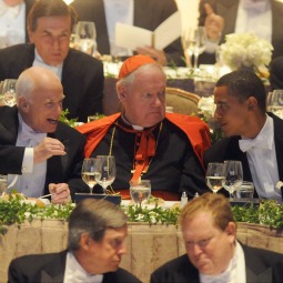 Then-Sen. Barack Obama and Sen. John McCain, the nominees for president in 2008, joined Cardinal Edward Egan at the 2008 Alfred E. Smith Dinner at the Waldorf Astoria Hotel in New York.
Then-Sen. Barack Obama and Sen. John McCain, the nominees for president in 2008, joined Cardinal Edward Egan at the 2008 Alfred E. Smith Dinner at the Waldorf Astoria Hotel in New York.