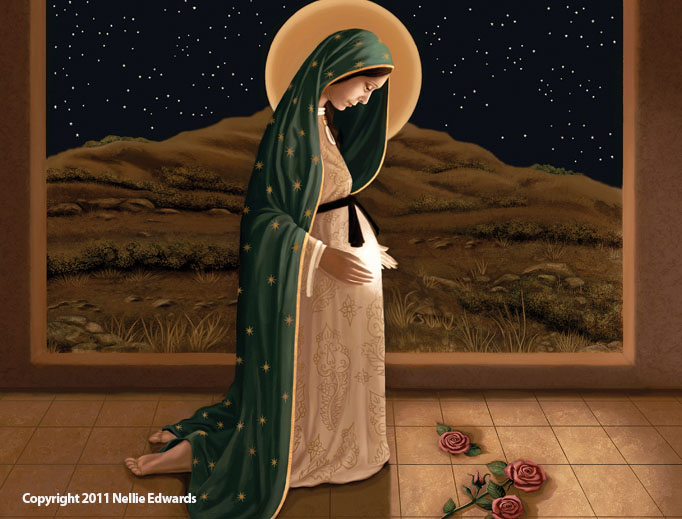 ‘MOTHER OF LIFE.’ Our Lady of Guadalupe is a popular image by artist Nellie Edwards. ‘MOTHER OF LIFE.’ Our Lady of Guadalupe is a popular image by artist Nellie Edwards.