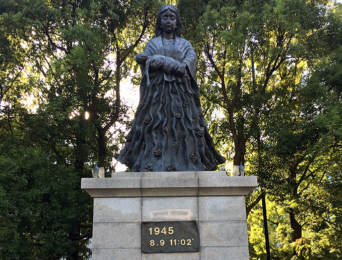 A statue in Nagasaki marks the nuclear attack of Aug. 9, 1945. A statue in Nagasaki marks the nuclear attack of Aug. 9, 1945.