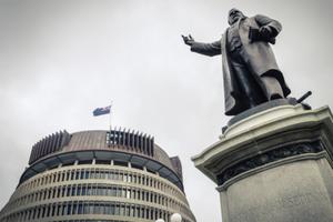 The bronze statue of Richard John Seddon at Parliament building in Wellington, New Zealand. The bronze statue of Richard John Seddon at Parliament building in Wellington, New Zealand.
