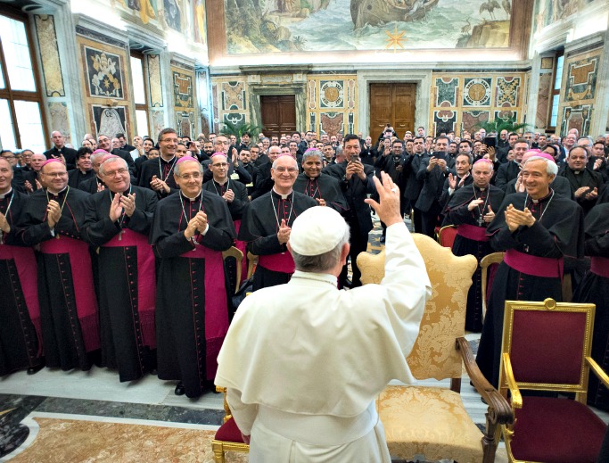 Pope Francis meets with members of the International Congress of vocation ministry in Vatican City Oct. 21. Pope Francis meets with members of the International Congress of vocation ministry in Vatican City Oct. 21.