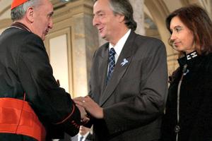 Nestor and Cristina Kirchner meet with Pope Francis, then-Cardinal Jorge Bergoglio, in 2004 in Buenos Aires. Nestor and Cristina Kirchner meet with Pope Francis, then-Cardinal Jorge Bergoglio, in 2004 in Buenos Aires.