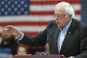 Senator Bernie Sanders, I-Vermont, speaks at Franklin Pierce University the day before the New Hampshire primary, February 10, 2020. Senator Bernie Sanders, I-Vermont, speaks at Franklin Pierce University the day before the New Hampshire primary, February 10, 2020.
