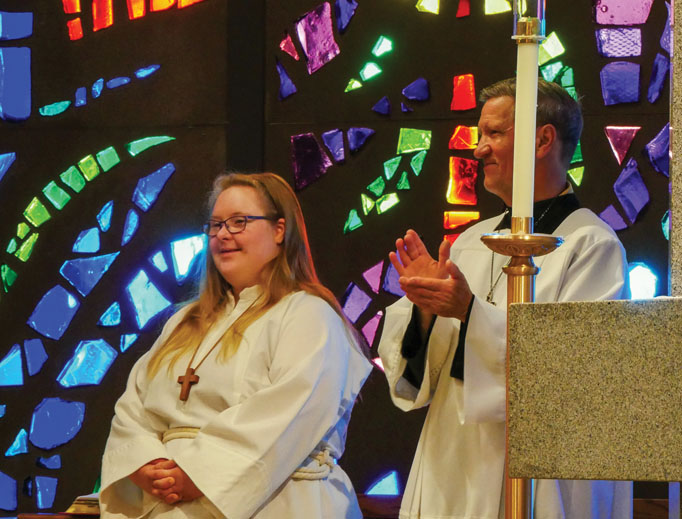 Kara Jackson, a young woman with Down syndrome who wants to serve Mass in all 50 states, in Northglenn, Colorado. Kara Jackson, a young woman with Down syndrome who wants to serve Mass in all 50 states, in Northglenn, Colorado.