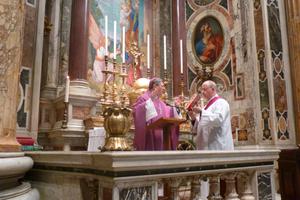 Monsignor Keith Newton, ordinary of the Personal Ordinariate of Our Lady of Walsingham, celebrates Mass at the Altar of St. Joseph in St. Peter's Basilica Feb. 24, 2012. Monsignor Keith Newton, ordinary of the Personal Ordinariate of Our Lady of Walsingham, celebrates Mass at the Altar of St. Joseph in St. Peter's Basilica Feb. 24, 2012.