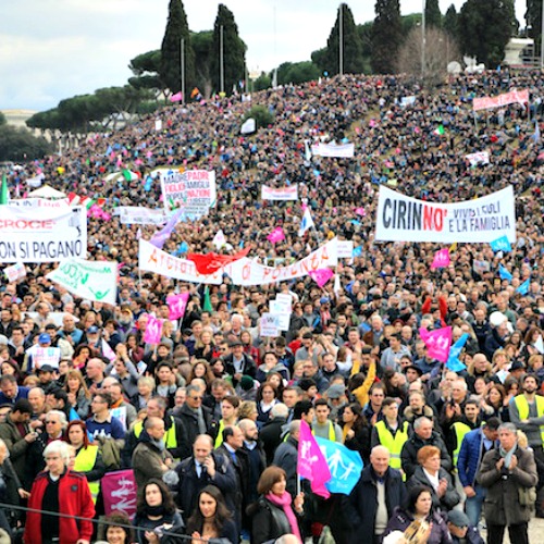 Supporters of marriage through the Circus Maximus in Rome at the Family Day celebration and rally. Supporters of marriage through the Circus Maximus in Rome at the Family Day celebration and rally.