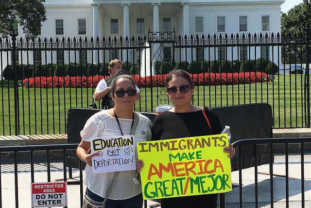 Protesters against the end of DACA outside the White House Sept. 5. Protesters against the end of DACA outside the White House Sept. 5.