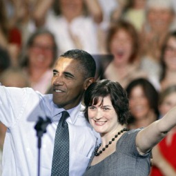 Sandra Fluke, the Georgetown University law student who testified before Congress in support of insurance coverage of contraception, hugs President Obama during a 2012 presidential campaign event. Sandra Fluke, the Georgetown University law student who testified before Congress in support of insurance coverage of contraception, hugs President Obama during a 2012 presidential campaign event.