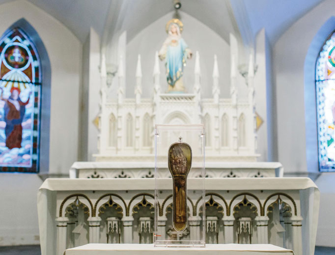 St. Francis Xavier’s arm and hand are on display for veneration. St. Francis Xavier’s arm and hand are on display for veneration.