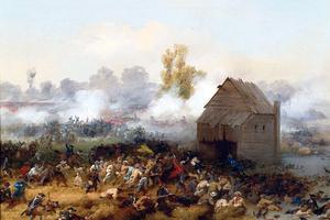 Alonzo Chappel, “Battle of Long Island,” 1858. Lord Stirling attacks the British in an effort to buy time for the retreat of Washington’s troops. Alonzo Chappel, “Battle of Long Island,” 1858. Lord Stirling attacks the British in an effort to buy time for the retreat of Washington’s troops.
