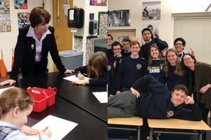 Above, Nancy Herlihy with her students at Queen of Angels Catholic School and Liberty Hall with some of her students at St. Pius X Catholic High School, both in Atlanta. Above, Nancy Herlihy with her students at Queen of Angels Catholic School and Liberty Hall with some of her students at St. Pius X Catholic High School, both in Atlanta.