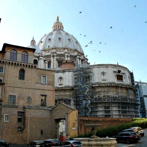 A view of St. Peter's as seen from inside the Vatican. A view of St. Peter's as seen from inside the Vatican.