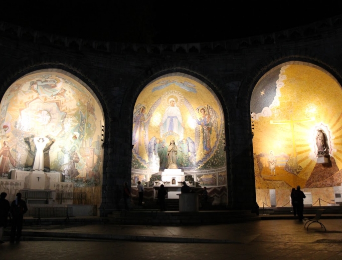 A statue of Bernadette Soubirous and Our Lady of Guadalupe near the Shrine of Our Lady of Lourdes in Lourdes, France, on May 15, 2015 A statue of Bernadette Soubirous and Our Lady of Guadalupe near the Shrine of Our Lady of Lourdes in Lourdes, France, on May 15, 2015