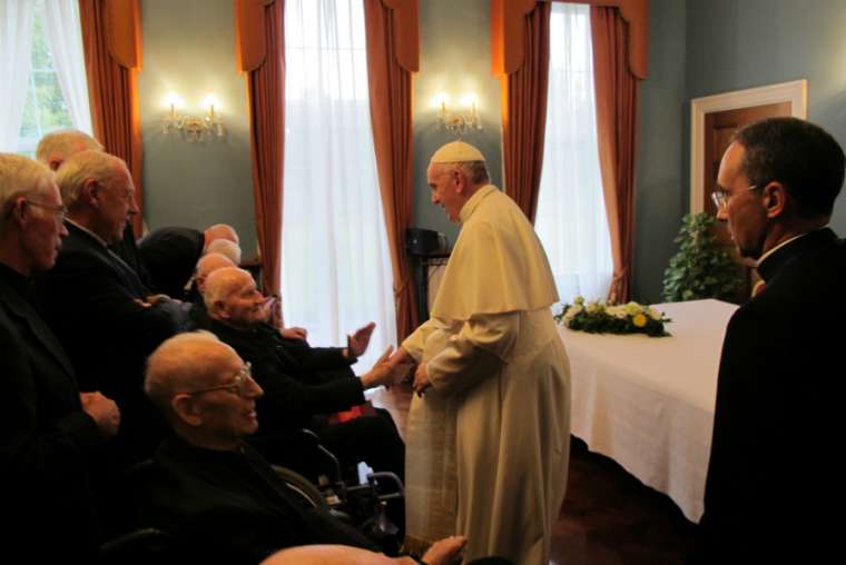 Pope Francis meets with Jesuits in Dublin Aug. 25. Pope Francis meets with Jesuits in Dublin Aug. 25.