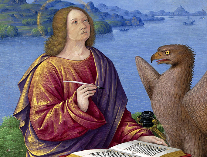 Jean Bourdichon (1457-1521), “John the Evangelist,” miniature from the Grandes Heures of Anne of Brittany Jean Bourdichon (1457-1521), “John the Evangelist,” miniature from the Grandes Heures of Anne of Brittany