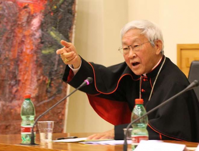 Cardinal Joseph Zen Ze-kiun speaks at the Asianews Conference at the Pontifical Urbaniana University in Rome. Cardinal Joseph Zen Ze-kiun speaks at the Asianews Conference at the Pontifical Urbaniana University in Rome.