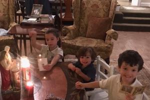 Andrus grandchildren pray during family Rosary night. Andrus grandchildren pray during family Rosary night.