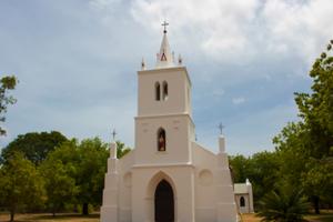 Sacred Heart Church, known for its mother-of-pearl altar at Beagle Bay, north of Broome, Western Australia. Sacred Heart Church, known for its mother-of-pearl altar at Beagle Bay, north of Broome, Western Australia.