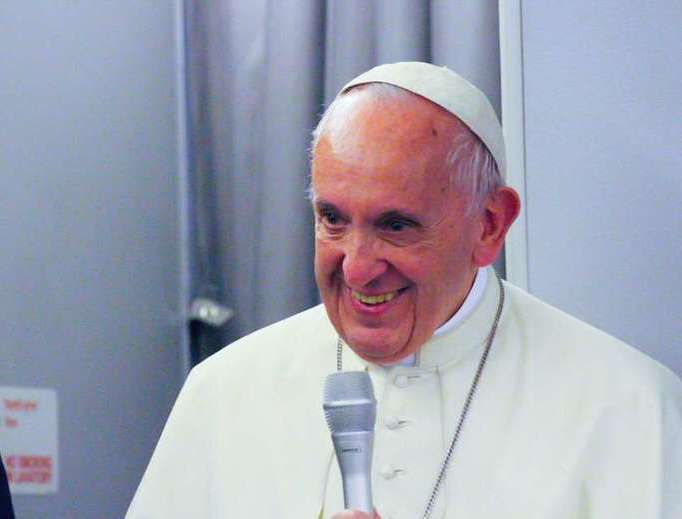 Pope Francis conducts a press conference aboard the papal plane, Dec. 2, 2017. Pope Francis conducts a press conference aboard the papal plane, Dec. 2, 2017.