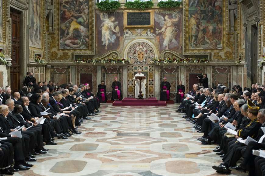 Pope Francis address the Vatican Diplomatic Corps Jan. 8. Pope Francis address the Vatican Diplomatic Corps Jan. 8.