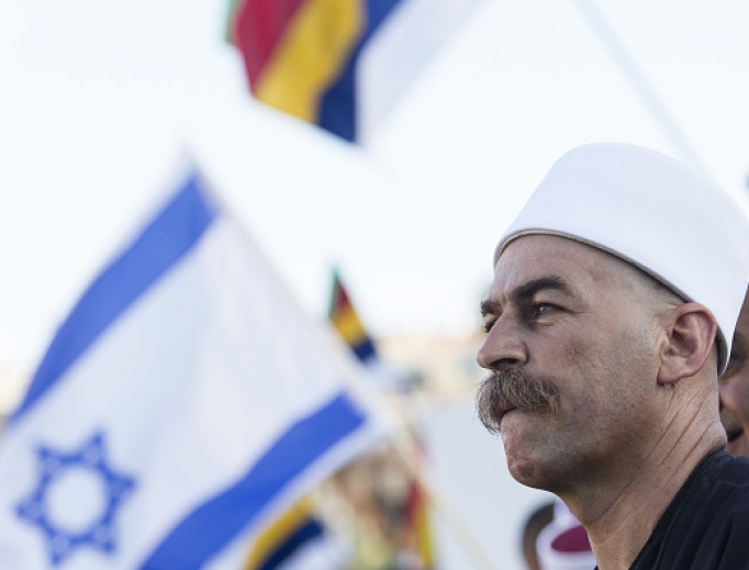 A Druze man in traditional clothing is seen during a protest in Rabin Square Aug. 4 in Tel Aviv, Israel. The rally organized by Druze community members was in protest of a law that declares Israel the exclusive homeland of the Jewish people.
A Druze man in traditional clothing is seen during a protest in Rabin Square Aug. 4 in Tel Aviv, Israel. The rally organized by Druze community members was in protest of a law that declares Israel the exclusive homeland of the Jewish people.