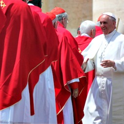 Pope Francis greets some of the cardinals who concelebrated Pentecost Mass with him. Pope Francis greets some of the cardinals who concelebrated Pentecost Mass with him.