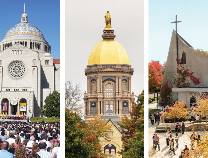 From left to right: The Catholic University of America, the University of Notre Dame and Franciscan University of Steubenville are offering graduates at commencement speakers who are faithful witnesses. (L. Kragt Bakker / Shutterstock.com, Unsplash and Franciscan University of Steubenville) From left to right: The Catholic University of America, the University of Notre Dame and Franciscan University of Steubenville are offering graduates at commencement speakers who are faithful witnesses. (L. Kragt Bakker / Shutterstock.com, Unsplash and Franciscan University of Steubenville)