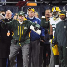 CHEERING ON THE TEAM. Father Jim Baraniak on the sidelines next to Packers head coach Mike McCarthy in Chicago during the NFC game against the Chicago Bears. CHEERING ON THE TEAM. Father Jim Baraniak on the sidelines next to Packers head coach Mike McCarthy in Chicago during the NFC game against the Chicago Bears.