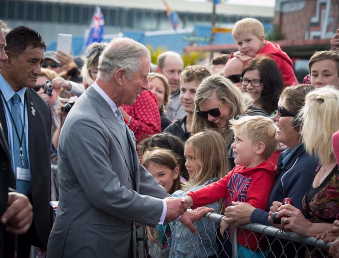 Prince Charles greets people during a visit to Westport, New Zealand, on Nov. 7, 2015. Prince Charles greets people during a visit to Westport, New Zealand, on Nov. 7, 2015.