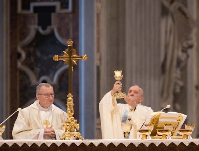 Pope Francis celebrates Mass for Solemnity of Mary, Mother of God Jan. 1, 2020. Pope Francis celebrates Mass for Solemnity of Mary, Mother of God Jan. 1, 2020.