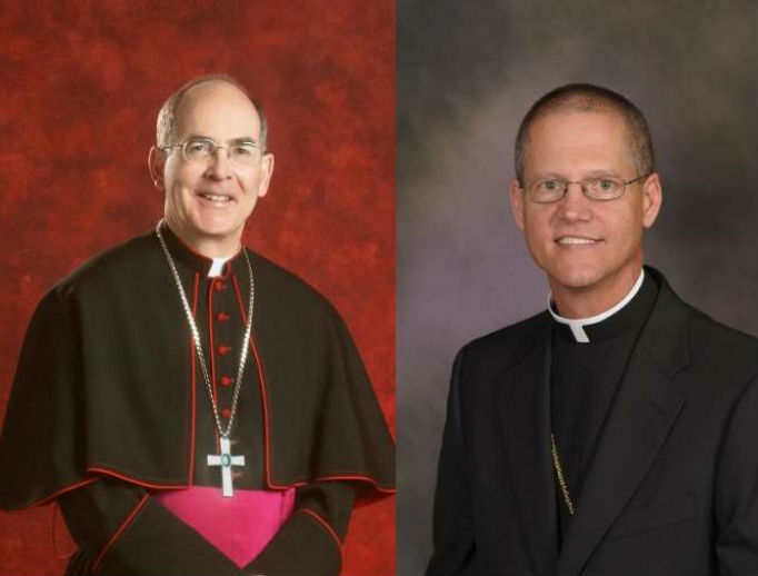 Outgoing Seattle Archbishop Sartain (l) and new Archbishop Etienne. Outgoing Seattle Archbishop Sartain (l) and new Archbishop Etienne.
