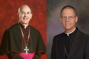 Outgoing Seattle Archbishop Sartain (l) and new Archbishop Etienne. Outgoing Seattle Archbishop Sartain (l) and new Archbishop Etienne.