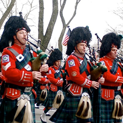 Bagpipers march in the 2013 New York City St. Patrick’s Day Parade. Bagpipers march in the 2013 New York City St. Patrick’s Day Parade.
