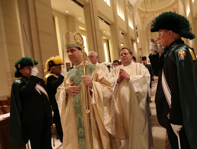 Bishop Steven J. Lopes recesses out of the sanctuary after his ordination to be the first bishop of the Personal Ordinariate of the Chair of St. Peter at the Co-Cathedral of the Sacred Heart on Feb. 2 in Houston. Bishop Steven J. Lopes recesses out of the sanctuary after his ordination to be the first bishop of the Personal Ordinariate of the Chair of St. Peter at the Co-Cathedral of the Sacred Heart on Feb. 2 in Houston.